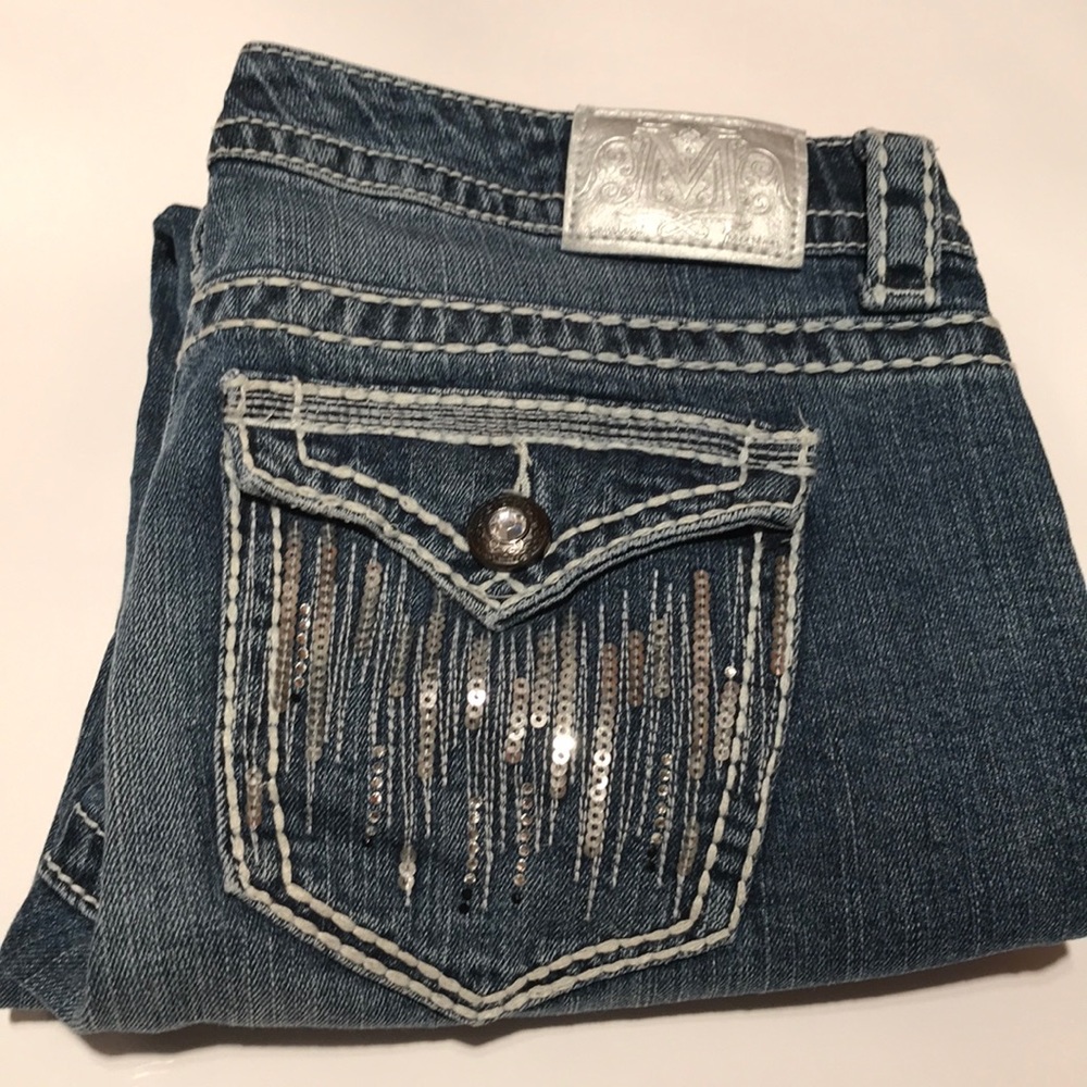 Maurices bling jeans capris 7/8 reg crops sequins - Picture 2 of 12
